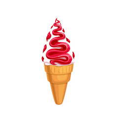 Cartoon Ice Cream Cone With Cherry Fruit Sauce