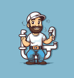 Plumber Cartoon Character Isolated On Blue