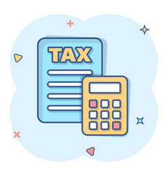 Tax Payment Icon In Comic Style Budget Invoice