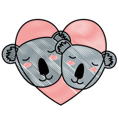 Wild Koalas Couple In Heart