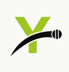 Cricket Logo On Letter Y With Moving Ball