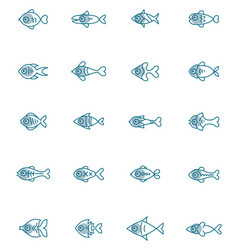 Fish Icon Pack On A White Background