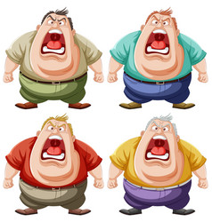 Four Cartoon Men Displaying Angry Emotions