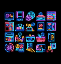 Renting Movies Service Neon Glow Icon