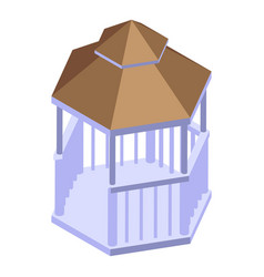 White Wood Gazebo Icon Isometric Style