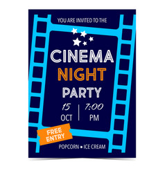 Cinema Night Party Promo Banner Or Invitation Card