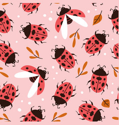 Lady Bugs Seamless Pattern