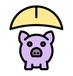 Liability Piggy Bank Icon Flat