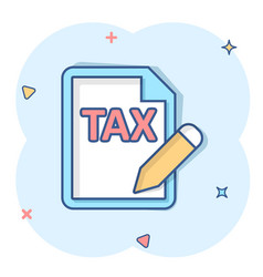 Tax Payment Icon In Comic Style Budget Invoice