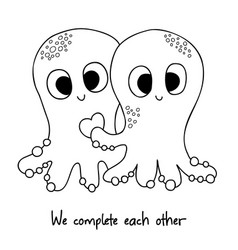 Couple Of Octopuses With Heart Valentines Card