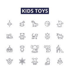 Kids Toys Line Icons And Signs