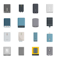 Power Bank Icons Set Flat Alternative