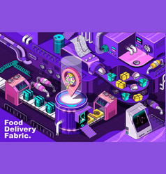 Food Delivery Web Concept In 3d Isometric Design