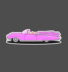 Retro Pink Car Sticker With Isolated Outline