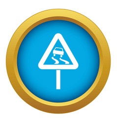 Slippery When Wet Road Sign Icon Blue