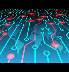 World Map Cyber Attack By Hacker Concept