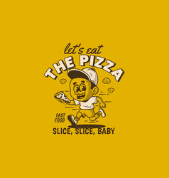 Lets Eat The Pizza Boy Character Running