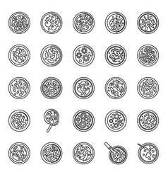 Petri Dish Icons Set Outline Bacteria