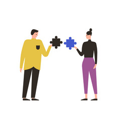 Cartoon Male And Female With Mismatch Puzzle