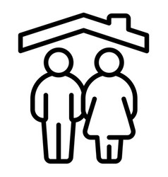 Family Self Isolation Icon Outline Home