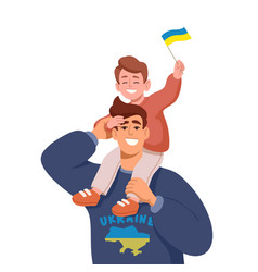 Happy Father And Son Concept With Ukraine Flag