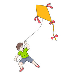 Kid Is Having Fun Flying A Toy Kite