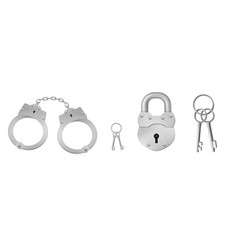 Metal Handcuffs And Padlock With Keys