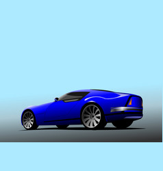 Blue Sport Car On The Road Colored 3d