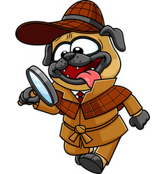 Detective Pug Dog Cartoon Character