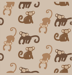 Monkey Baby Seamless Pattern Kid Apes Brown