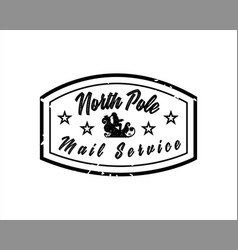 North Pole Mail Service Grunge Rubber Stamp