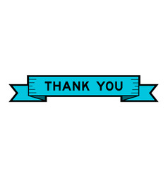 Ribbon Label Banner With Word Thank You In Blue