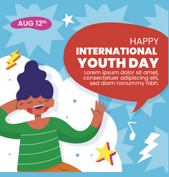 Flat International Youth Day Posts Set