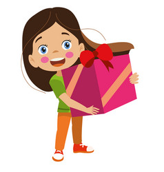 Happy Girl Carrying Gift Wrap