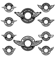 Set Of Blank Emblems With Wings Design Elements Vector Image