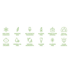 Organic And Natural Cosmetic Line Icons Skincare