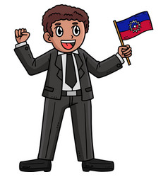 African American Man And A Flag Cartoon Clipart