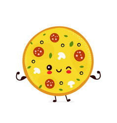 Cute Happy Smiling Pizza Show Muscle