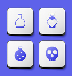 Set Bottle With Potion Love And Skull Icon