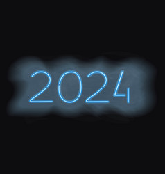 2024 Blue Text Neon Effect On Black