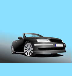 Black Car Cabriolet On The Road 3d