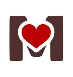 Letter M With Heart Symbol Doodle Icon