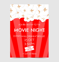 Movie Night Banner With Red Popcorn Bucket