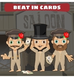 Three Cowboys In The Saloon Playing Cards