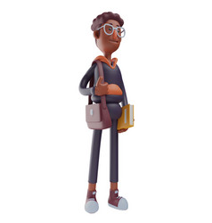 3d Student Cartoon Design Carrying A Book And Bag