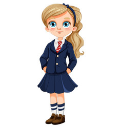 Girl In Student Uniform Cartoon