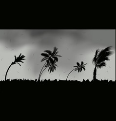 Palm trees during storm and hurricane leaves fly Vector Image