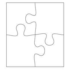 Blank Jigsaw Puzzle 4 Pieces Simple Line Art