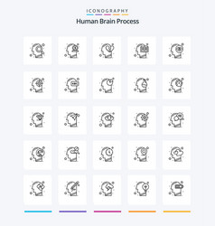 Creative Human Brain Process 25 Outline Icon Pack