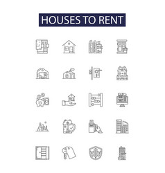 Houses To Rent Line Icons And Signs